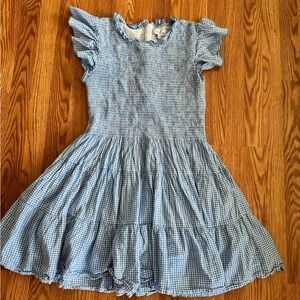 Ella Gray Women’s Chic Blue Gingham Ruffle Sleeve Dress